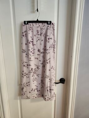 Vintage Light Lavender Floral Ptint Midi Skirt